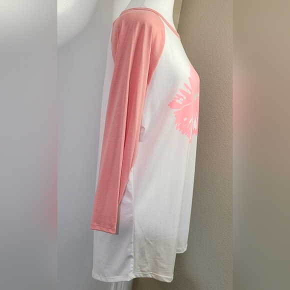 LuLaRoes Randy, 3/4 Sleeves Pink/Peachy Blouse Soft, Size Large - Picture 4 of 9